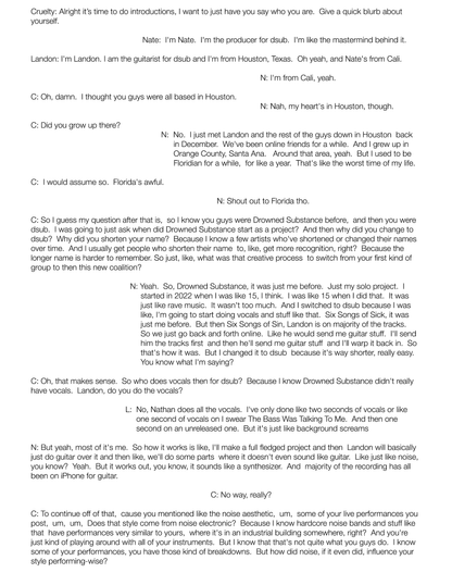 Magazine Issue 1: Dsub Interview